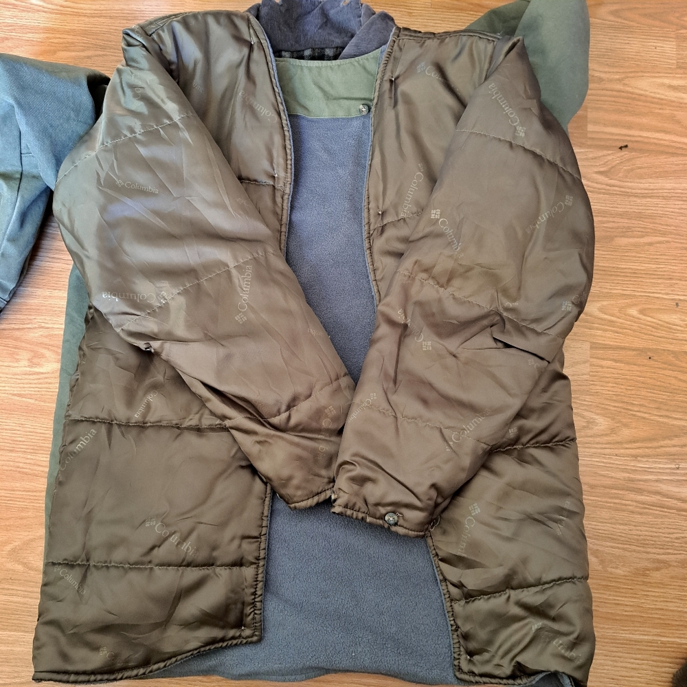 COLUMBIA Vintage Canvas Corduroy Collar Double Layered 2 Seasons Jacket Size S - Picture 6 of 12